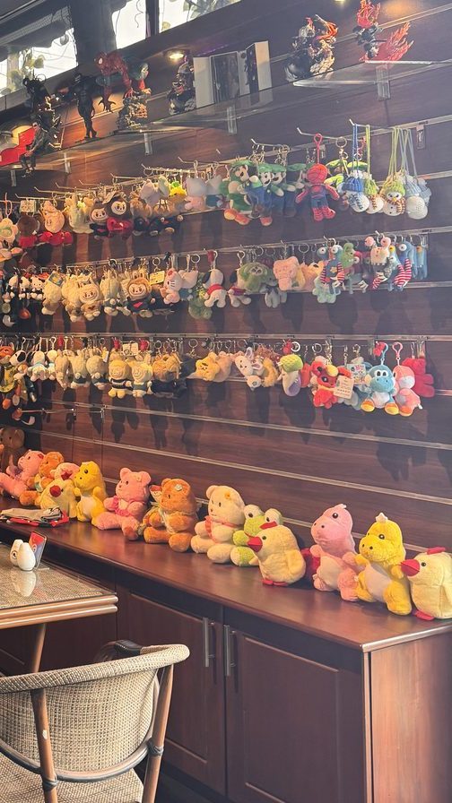 Rows of plush along the shop wall