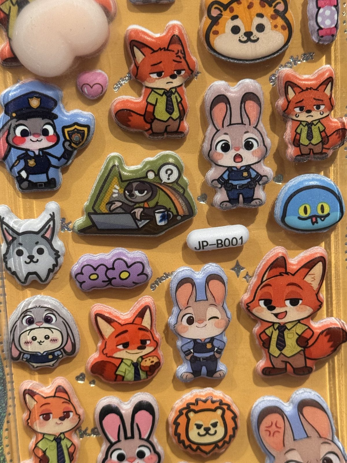 A sheet of animal stickers